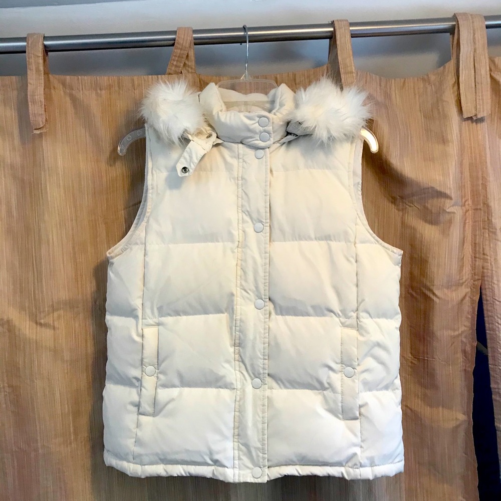 Gap Down Vest with Faux Fur Trimmed Hood
